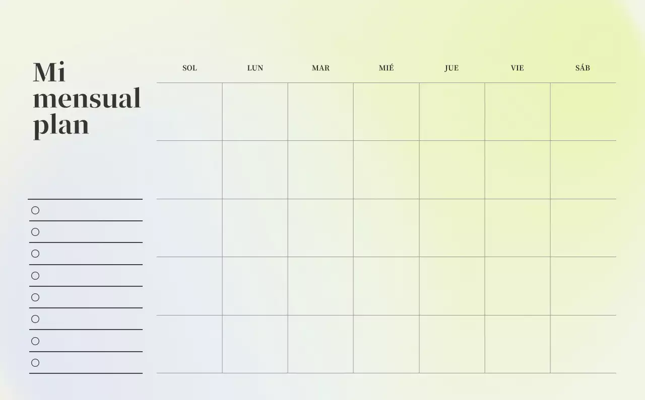 Calendario minimalista degradado