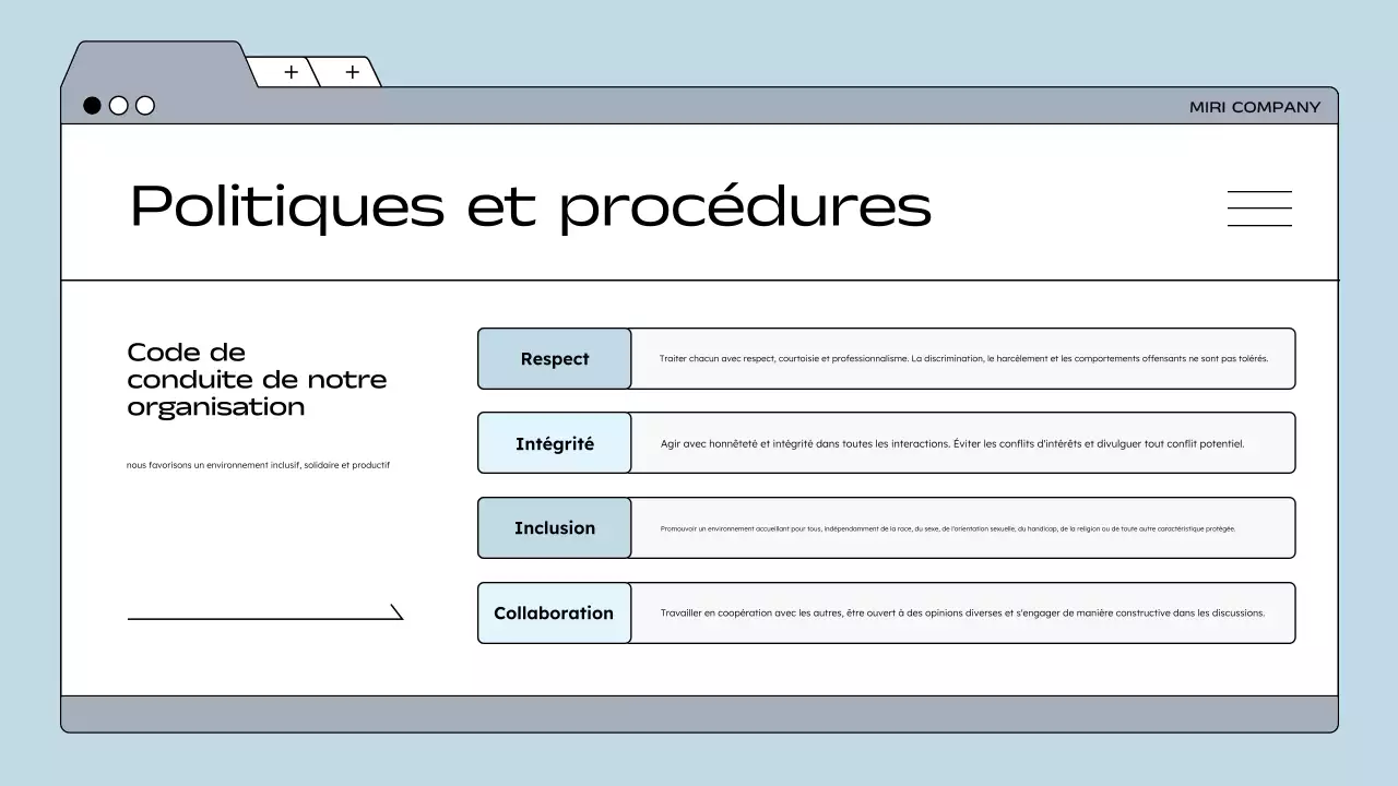 lignes directrices pour les employés de blue modern