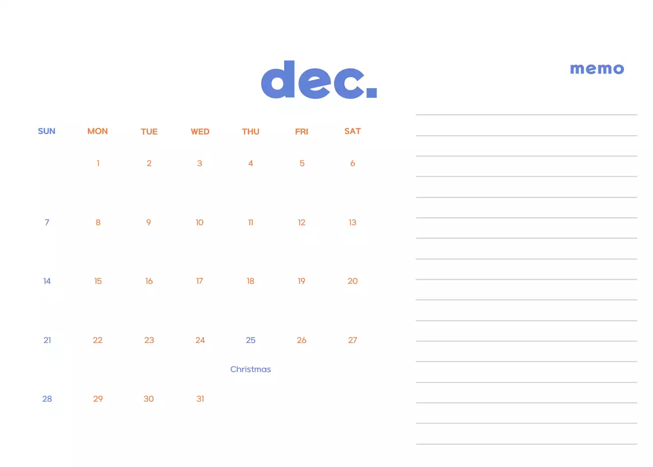 Business calendar with cute illustrations
