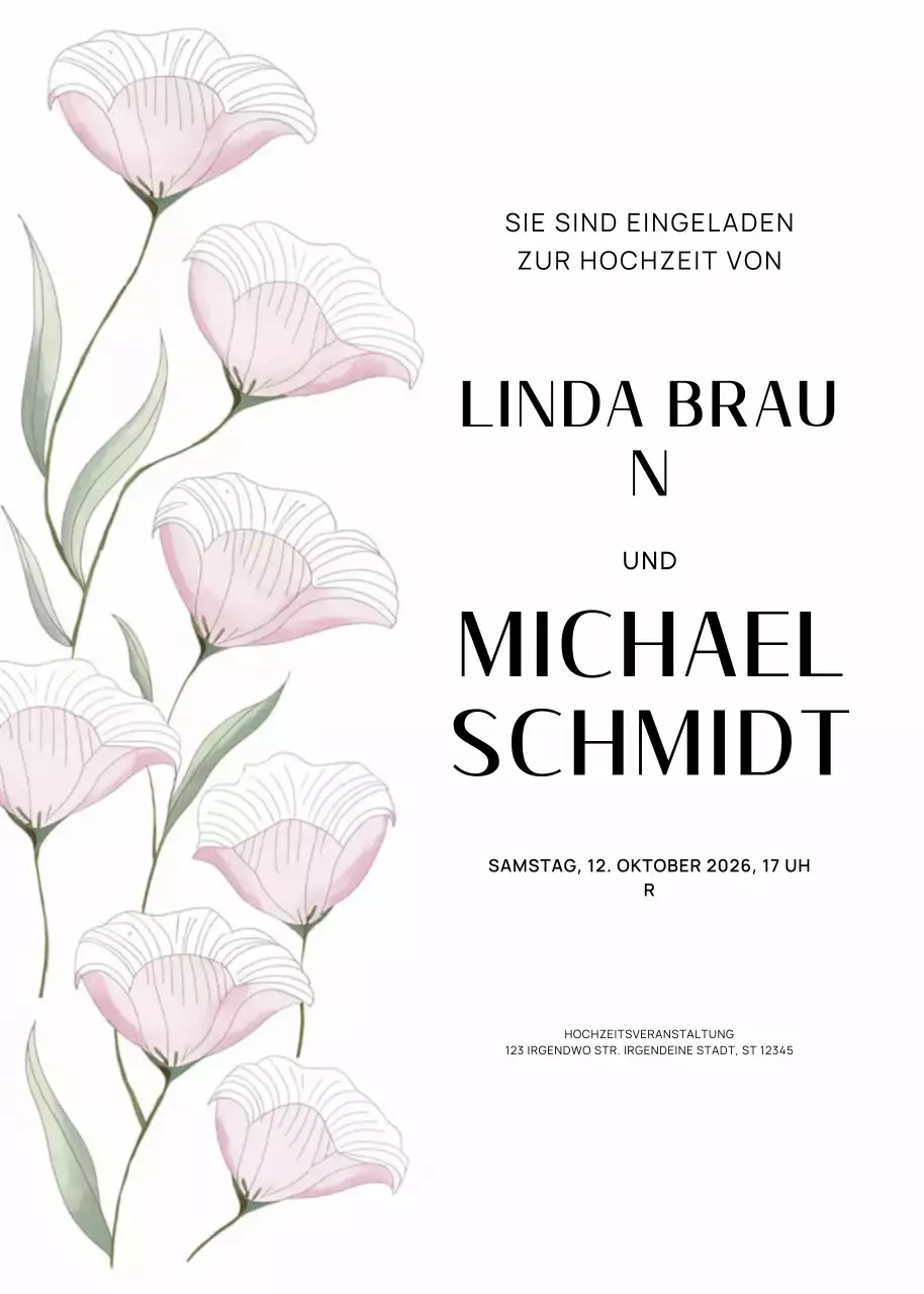 weiße elegante Hochzeitseinladung