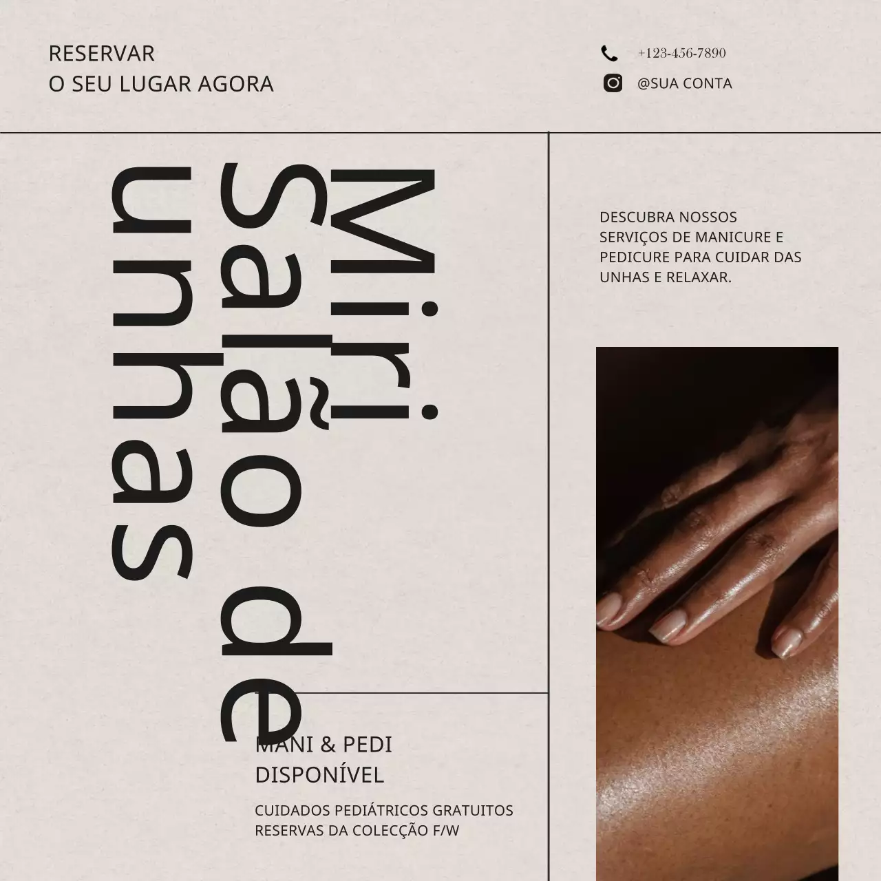 promoção de unhas bege elegante