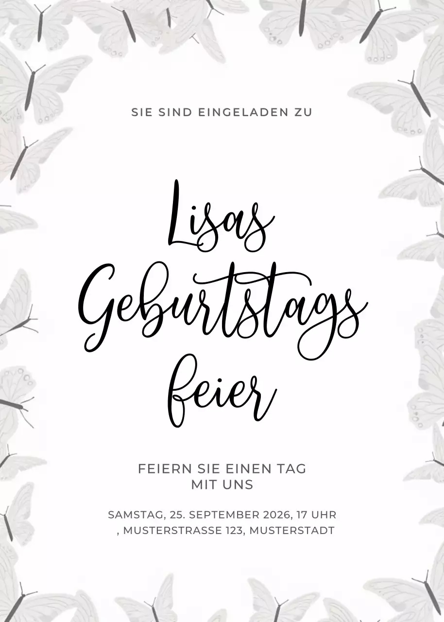 weiße elegante Geburtstagseinladung