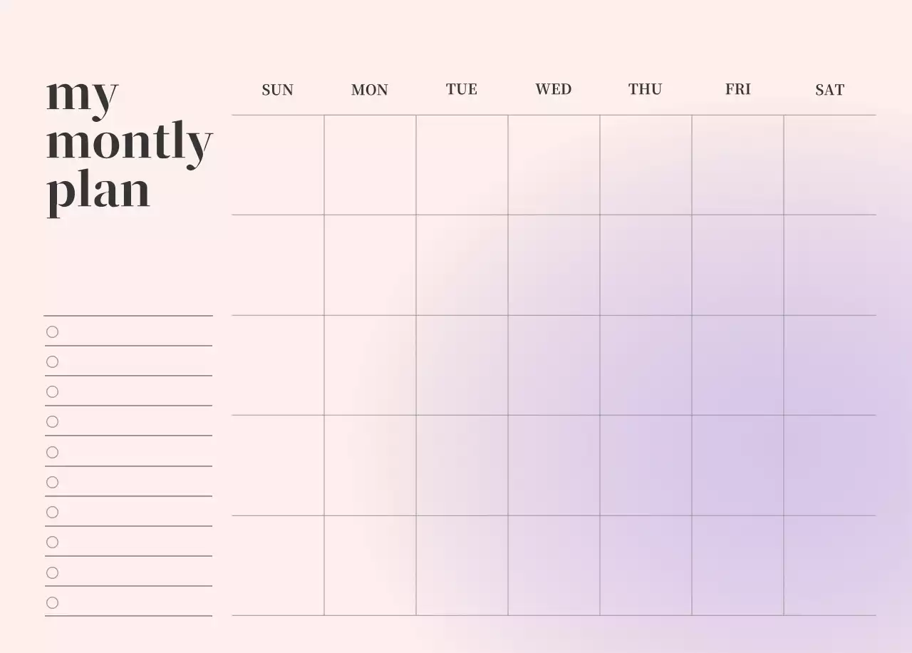 Gradient Minimalist Calendar