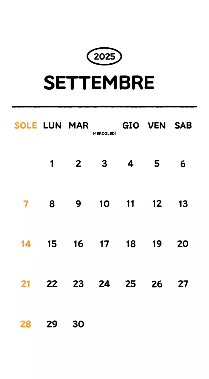 Calendario illustrato con un grazioso stile di linee