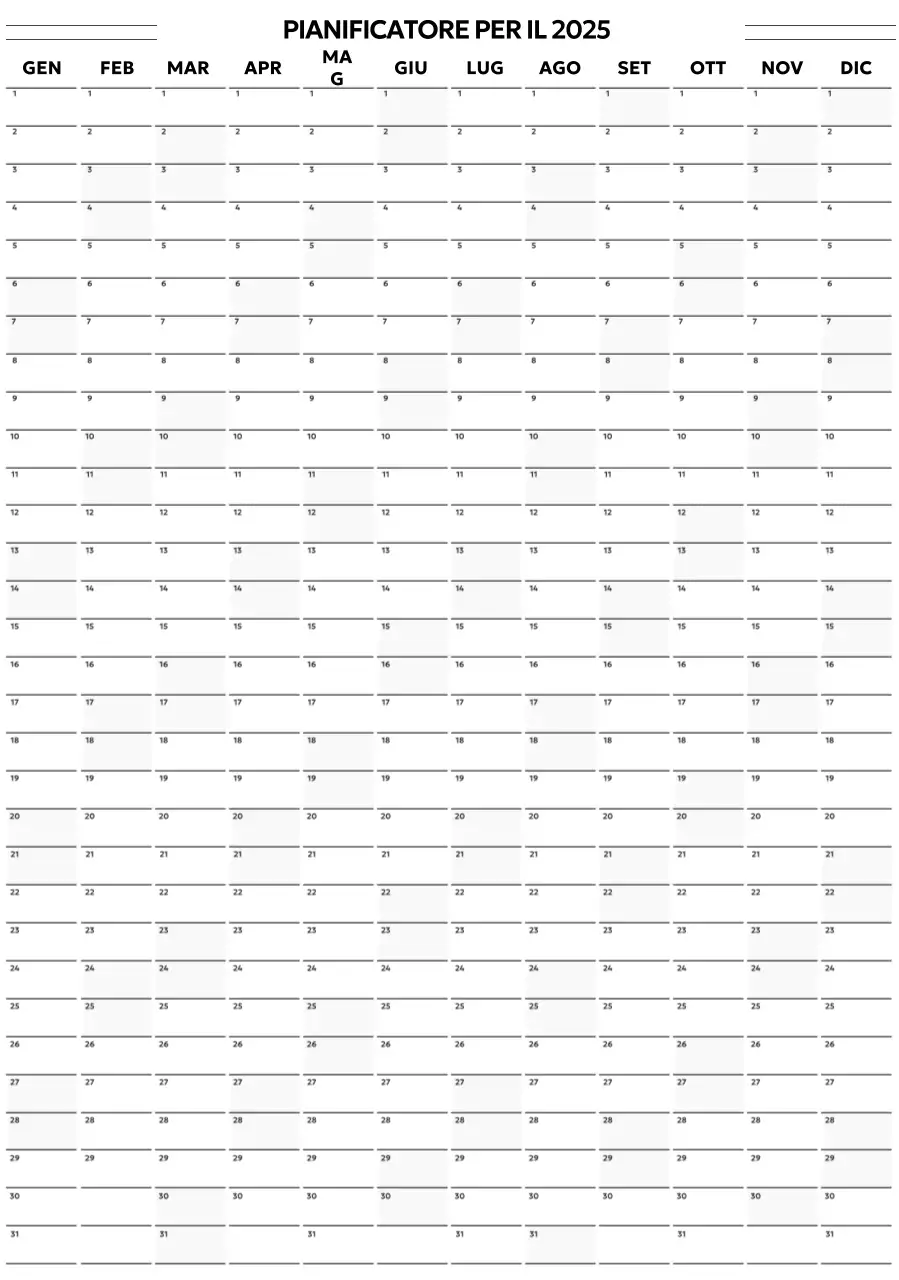 Piano annuale semplice nero