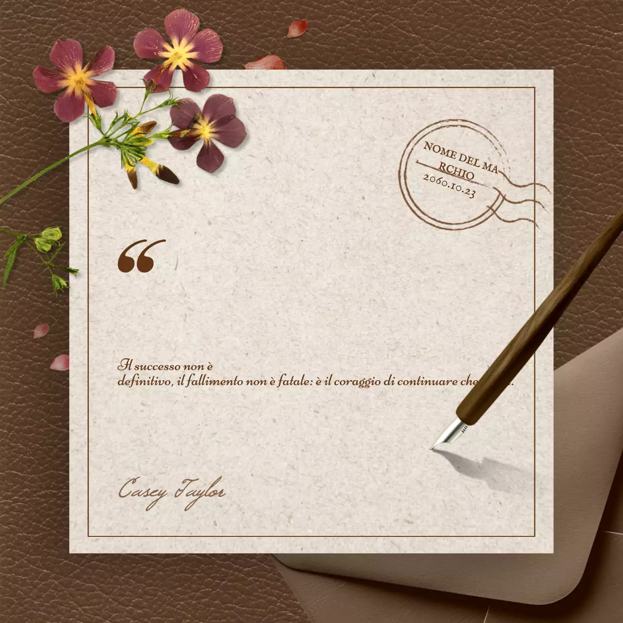 biglietto di motivazione vintage beige