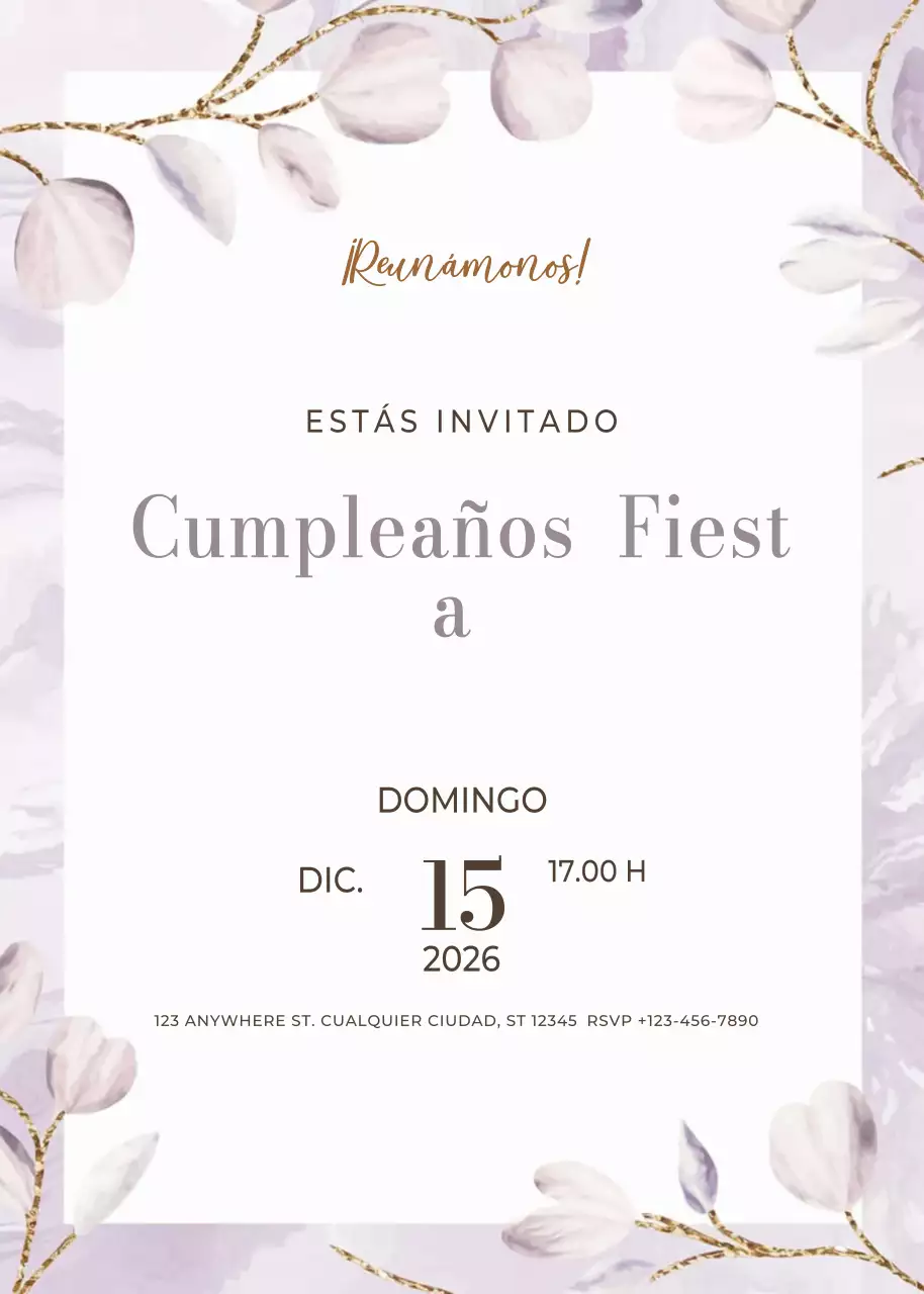 invitación de cumpleaños elegante beige