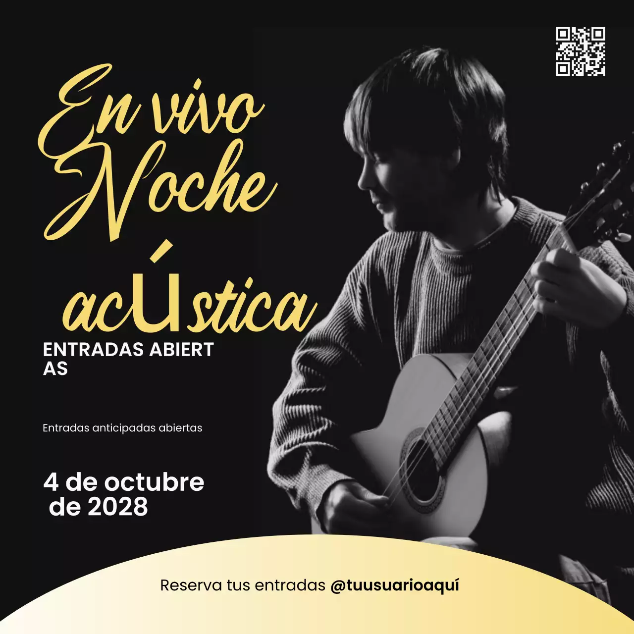 Black and Gold Elegant Acoustic Music Event Instagram Post