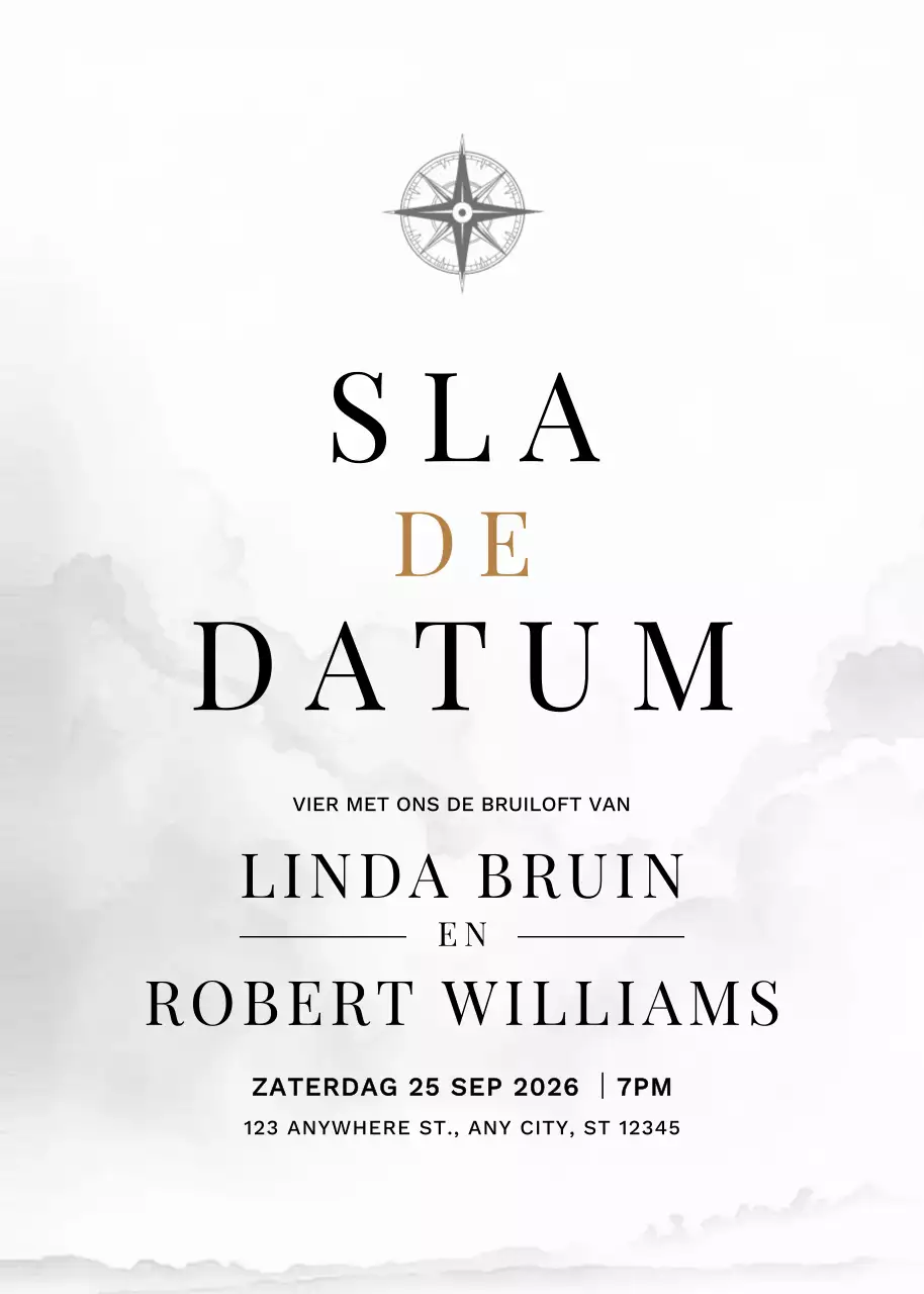 Witte minimalistische huwelijksuitnodiging