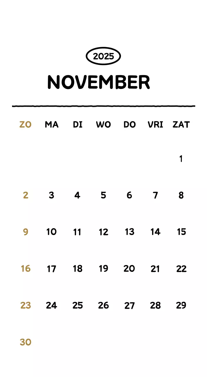 Geïllustreerde kalender met een mooie lijnstijl