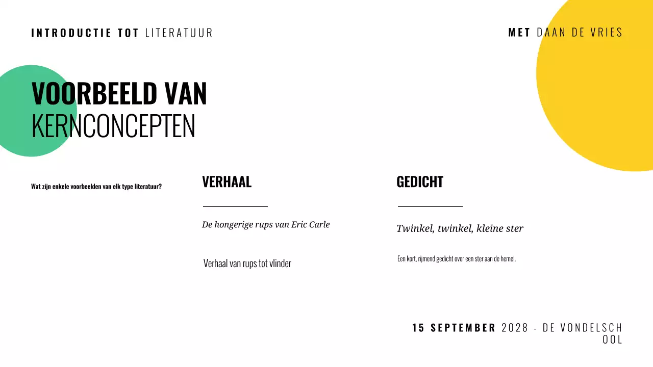 Veelkleurige moderne literatuur cursuspresentatie