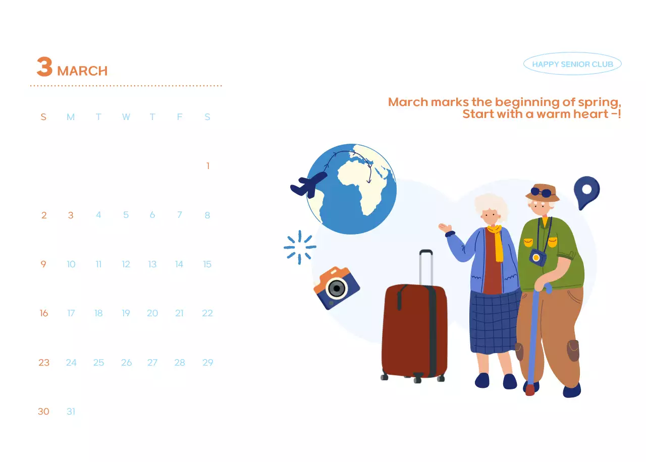 Business calendar with cute illustrations