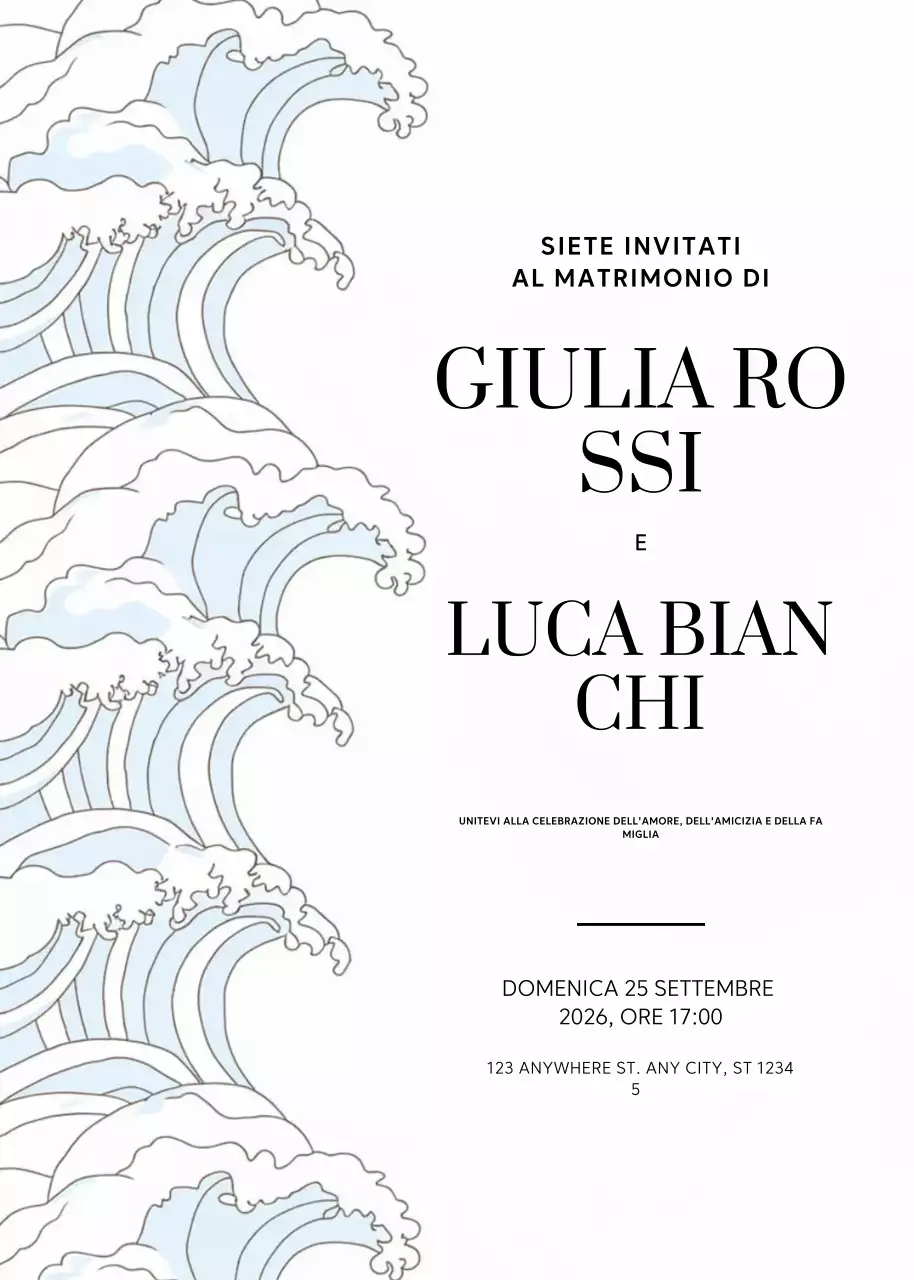 invito di nozze elegante blu