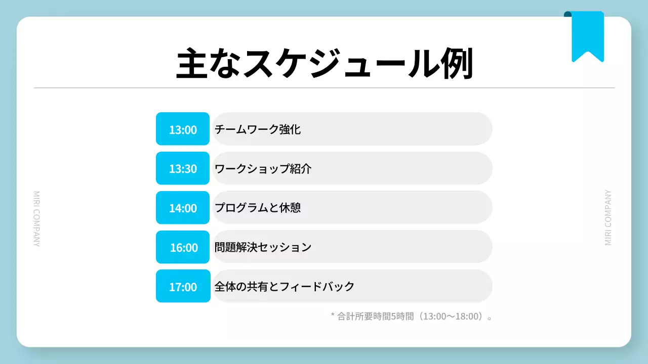 青 シンプル ワークショップ 提案書 プレゼンテーション
