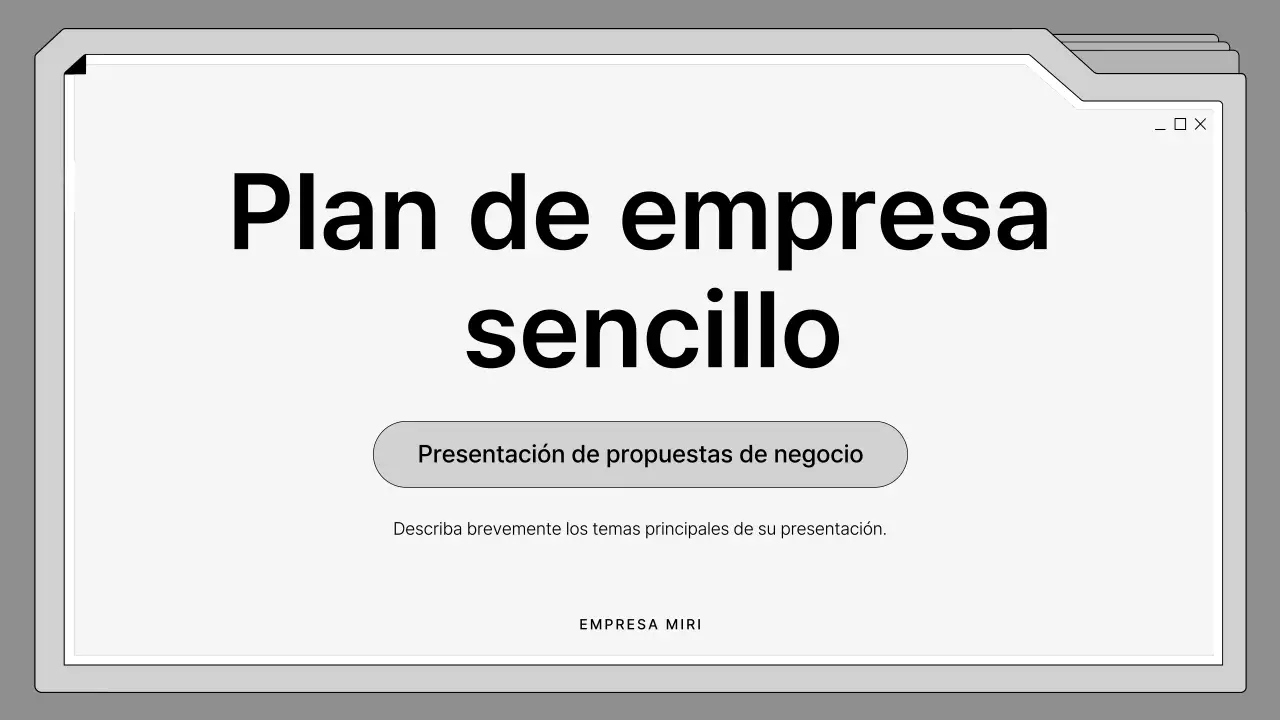 Propuesta en blanco y negro, cuidadosamente enmarcada en un archivador