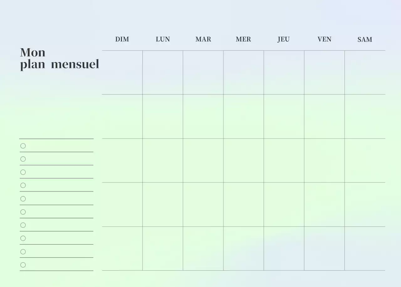 Calendrier minimaliste dégradé