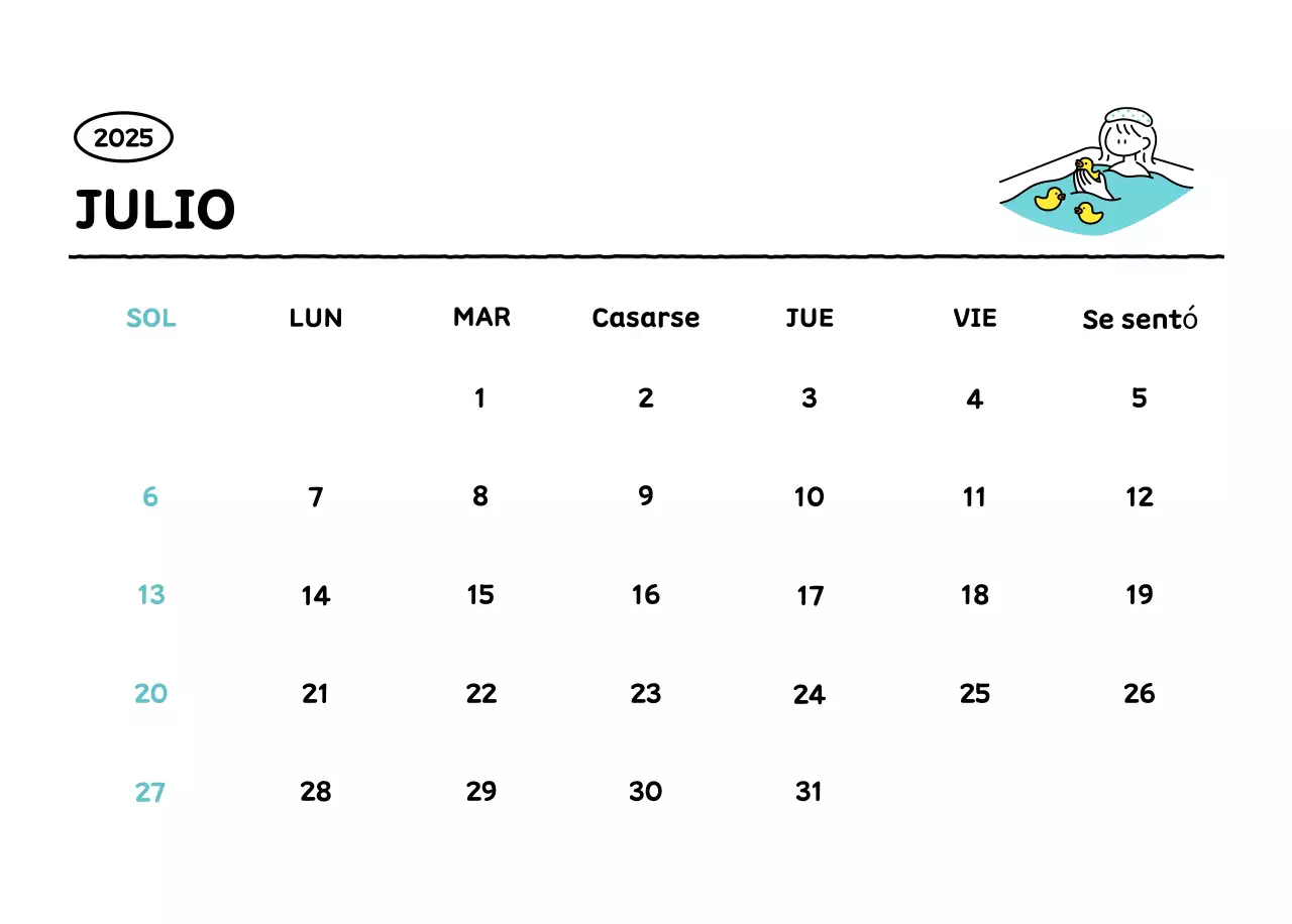 Calendario ilustrado con un bonito estilo de líneas