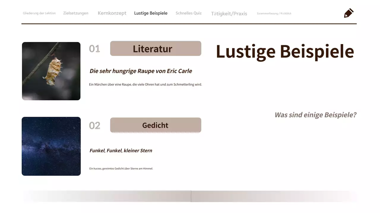 Minimalistisches, sauberes Unterrichtsmaterial für Sprache und Literatur in der 3.