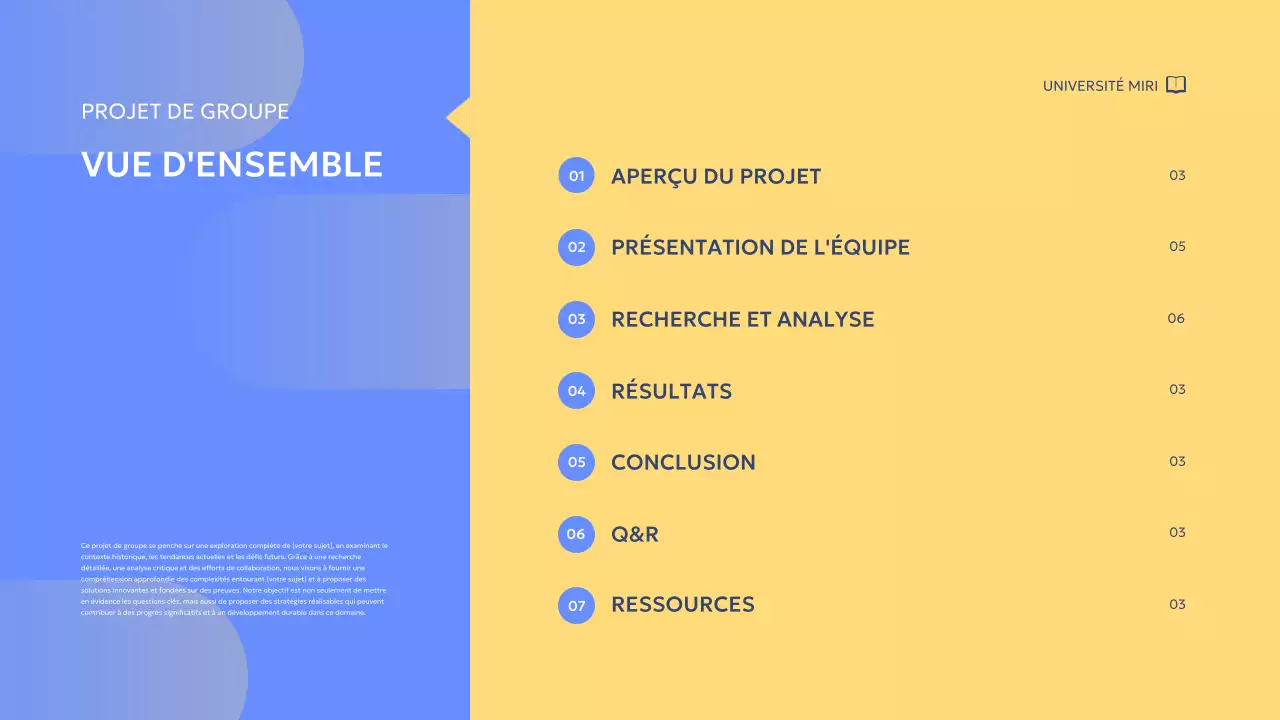 rapport de projet de groupe blue modern