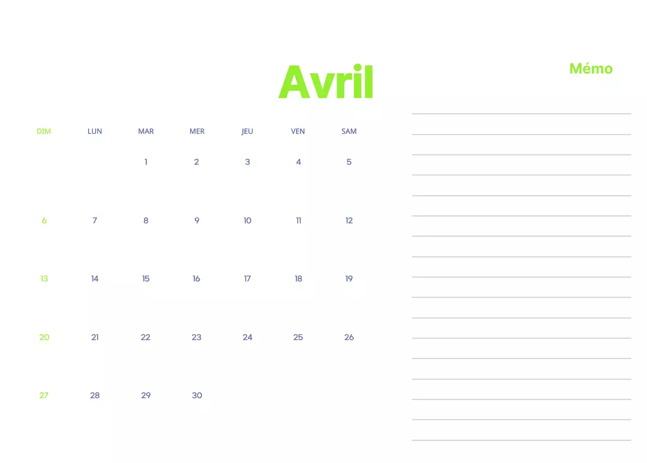 Calendrier d'entreprise avec de jolies illustrations