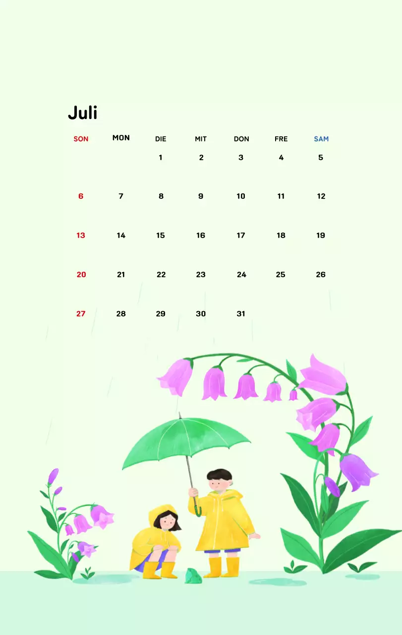 Neujahrskalender mit warmen Illustrationen