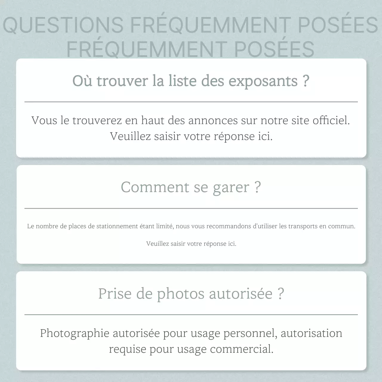 Annonces de questions et réponses grises et minimalistes