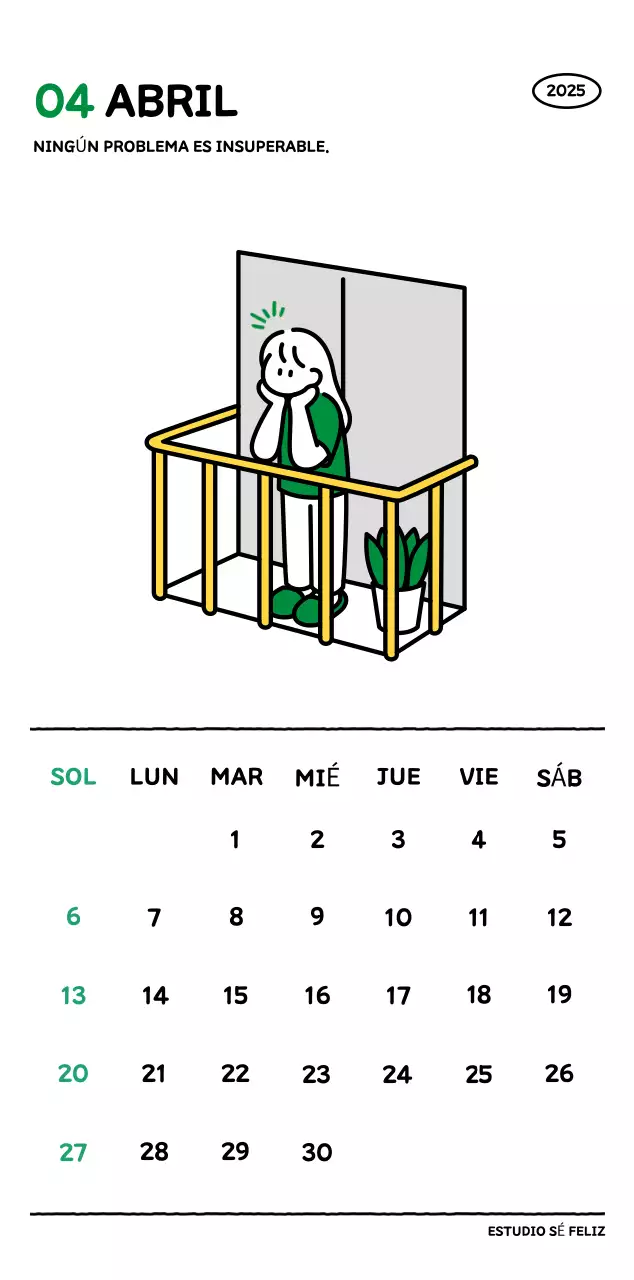 Calendario ilustrado con un bonito estilo de líneas