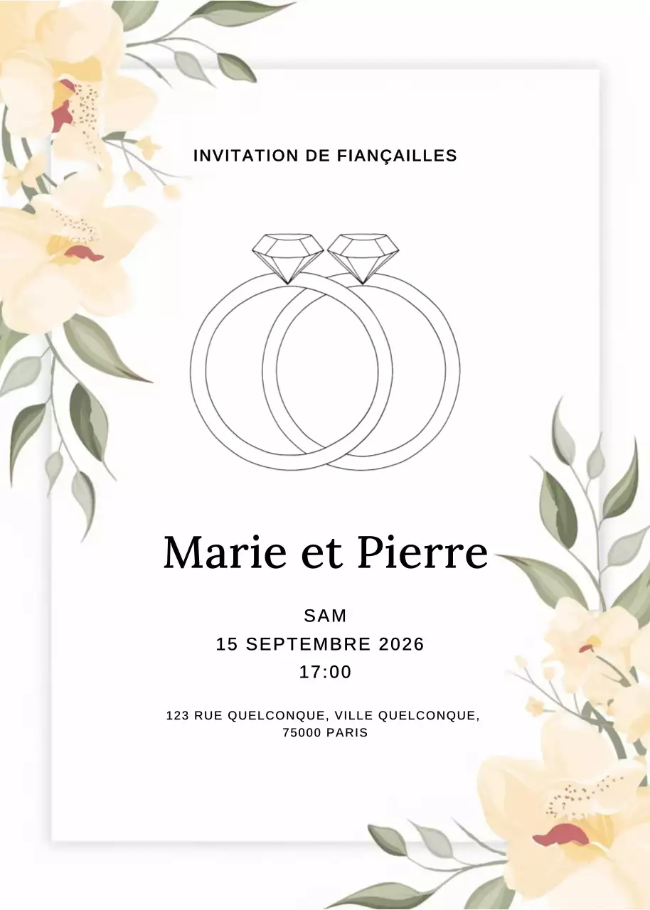 Invitation de fiançailles beige et élégante