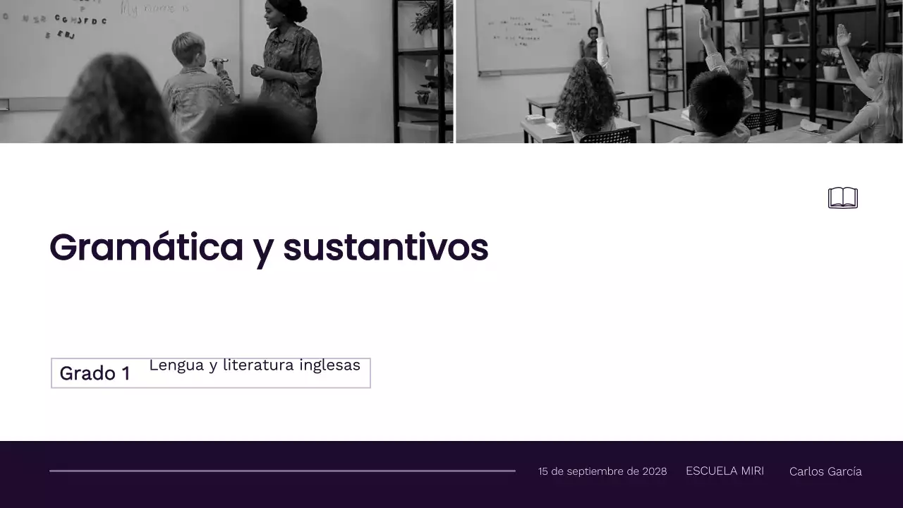 Material profesional minimalista para la clase de gramática de 1º de primaria