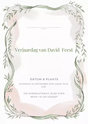 groene botanische verjaardagsuitnodiging