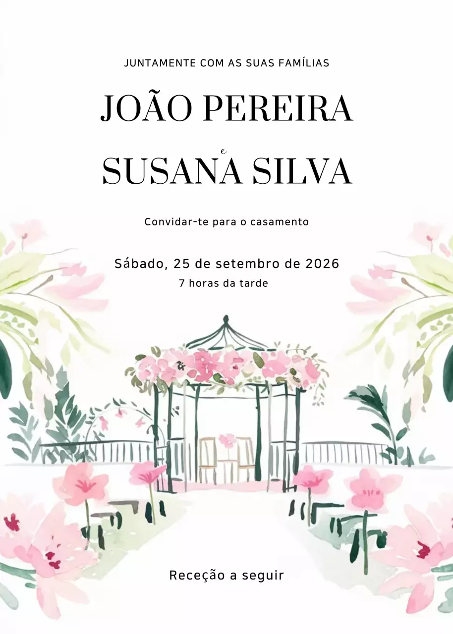 Convite de casamento elegante cor-de-rosa