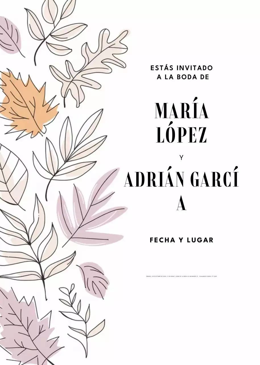 beige elegante invitación de boda