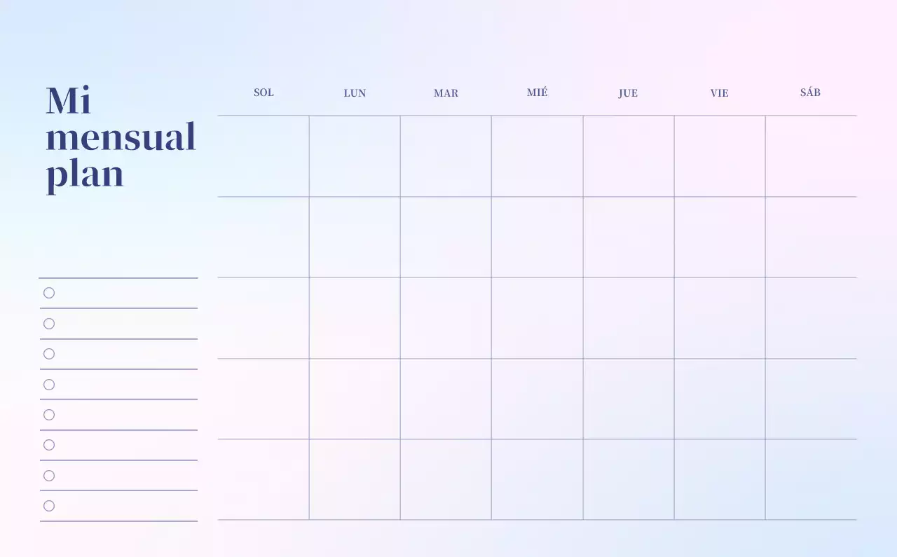 Calendario minimalista degradado