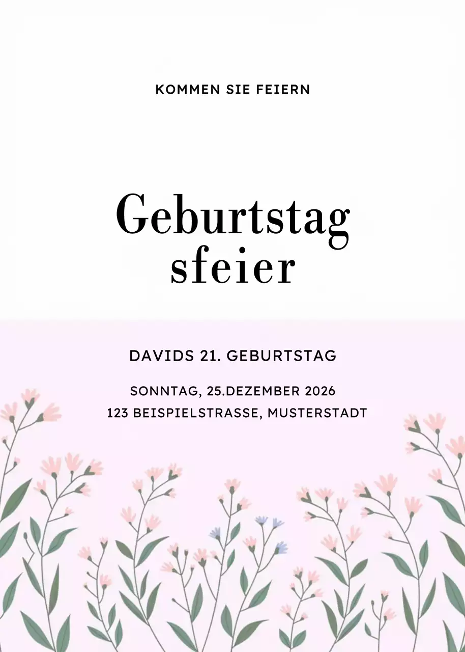 Rosa Blumengeburtstagseinladung