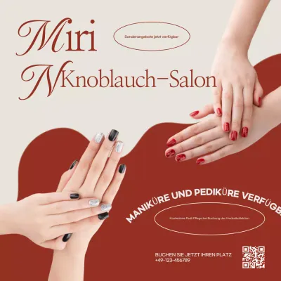 Rot und Beige Einfacher Nagelsalon Promotion Instagram Post