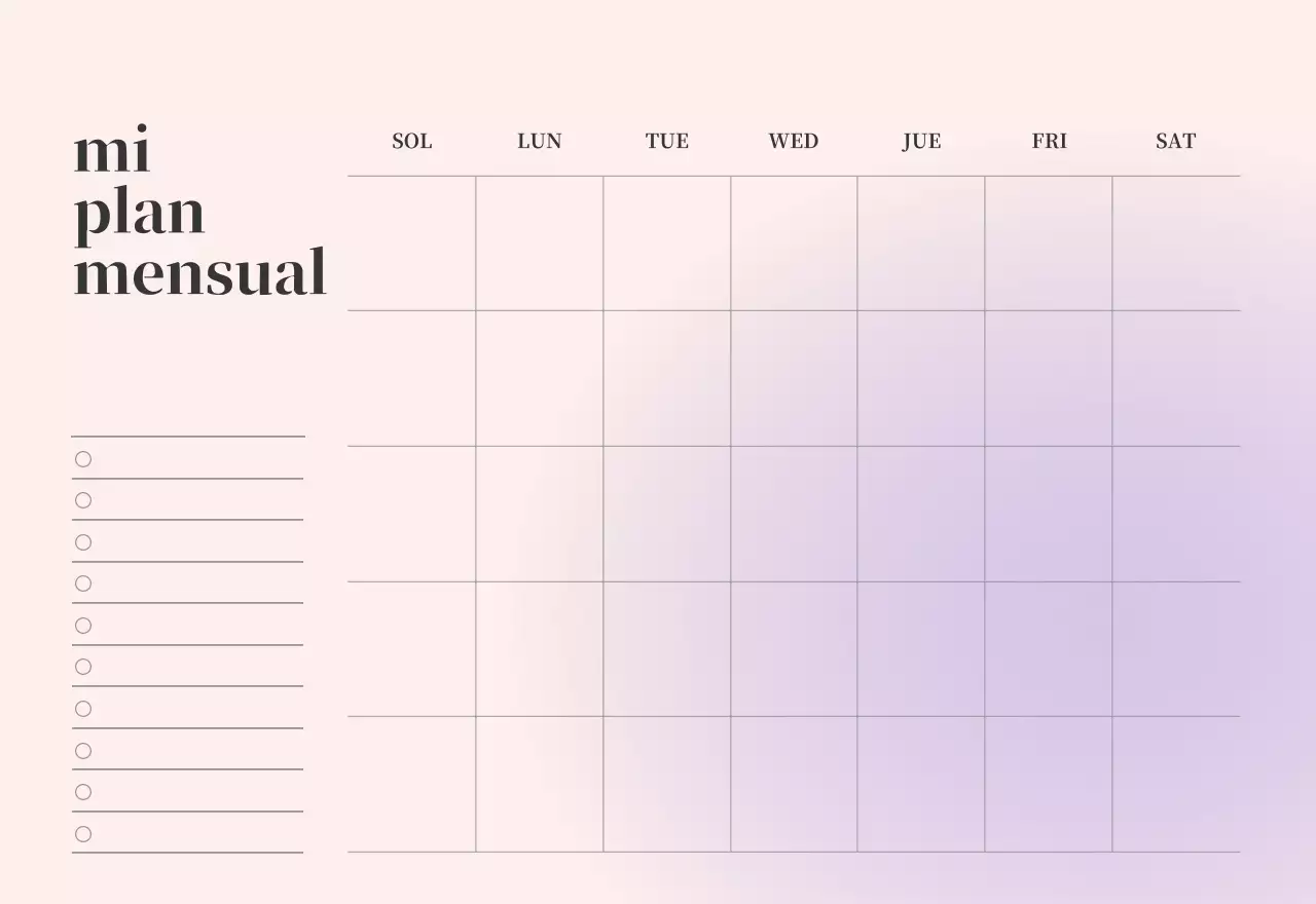 Calendario minimalista degradado