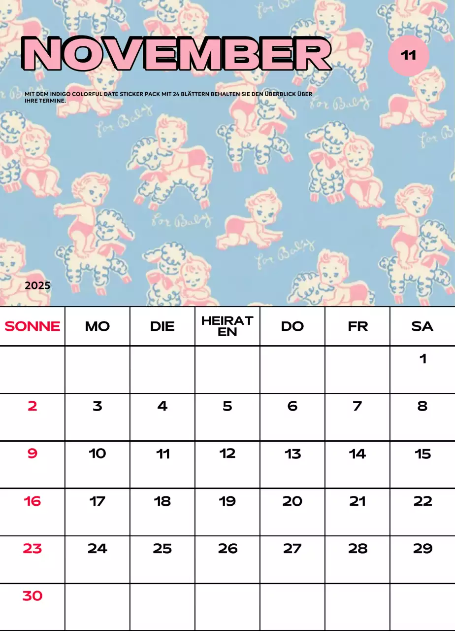 Bunte Kalender mit einer Vielzahl von Retro-Illustrationen