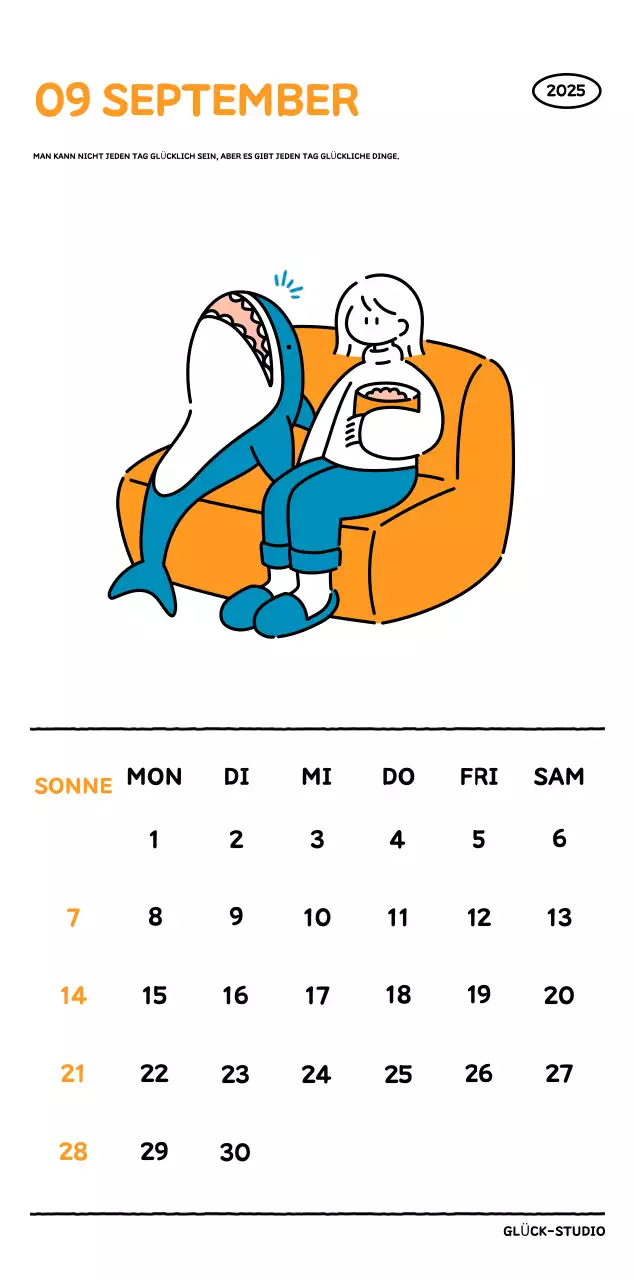 Illustrierter Kalender mit schönem Linienstil