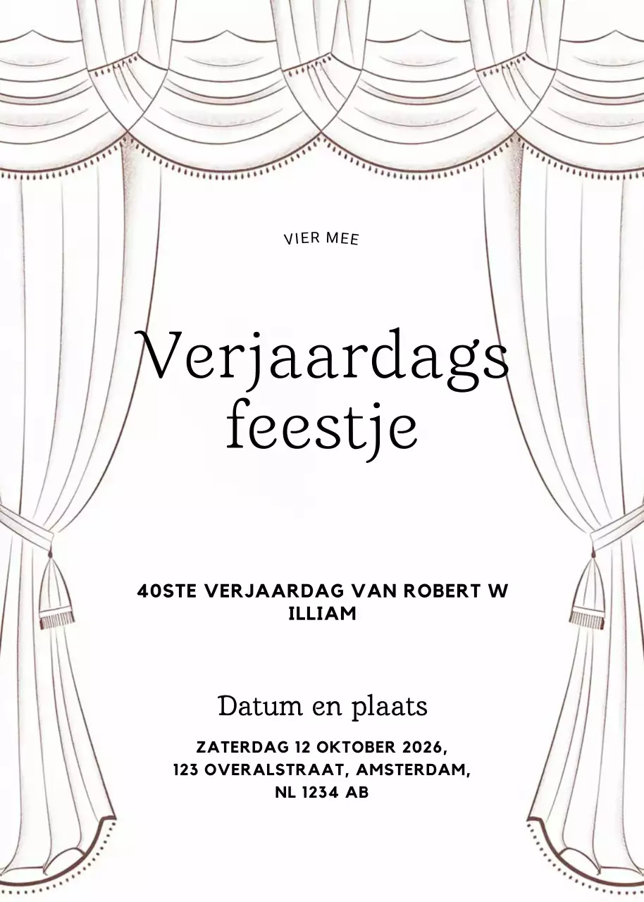 uitnodiging witte elegante verjaardag