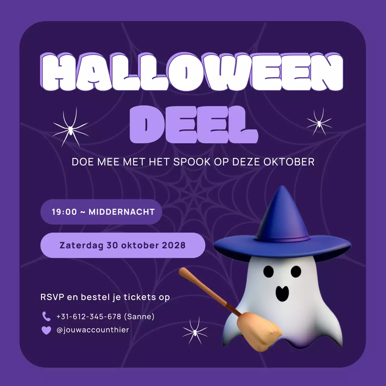 Leuke 3D eenvoudige Halloween feestuitnodiging kinderen