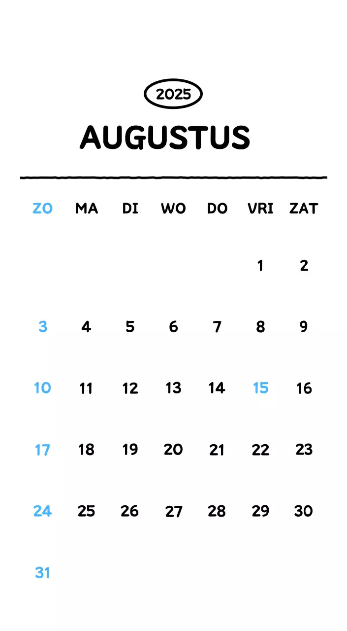 Geïllustreerde kalender met een mooie lijnstijl