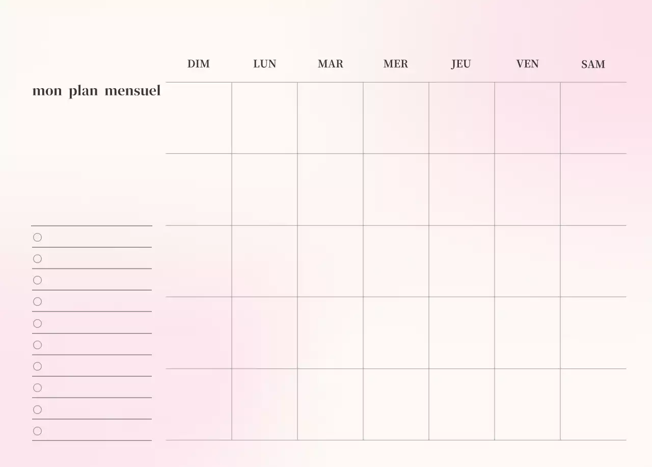 Calendrier minimaliste dégradé
