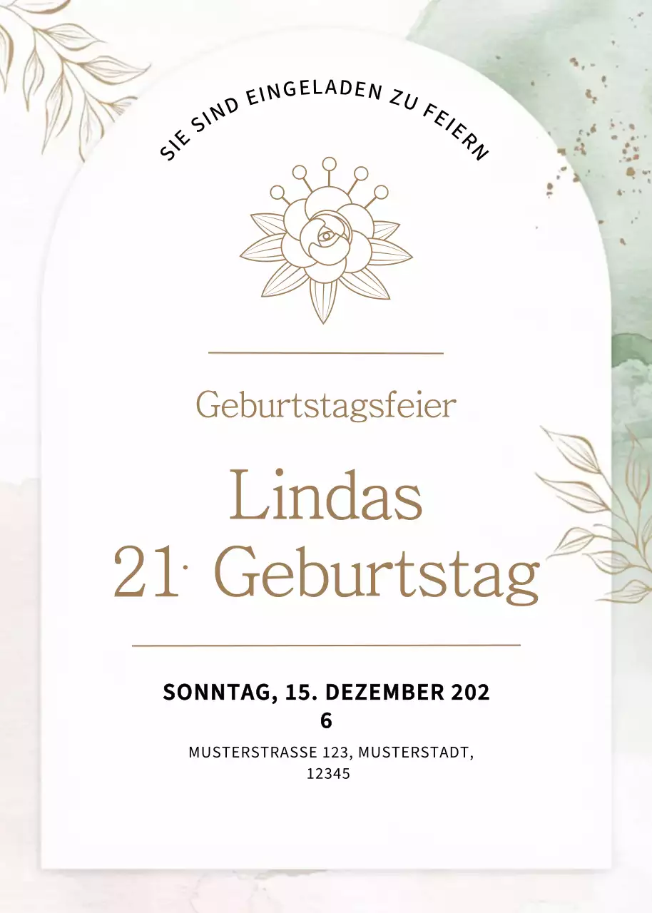 beige elegante Geburtstagseinladung