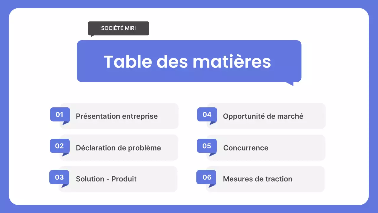 présentation professionnelle bleue de l'entreprise