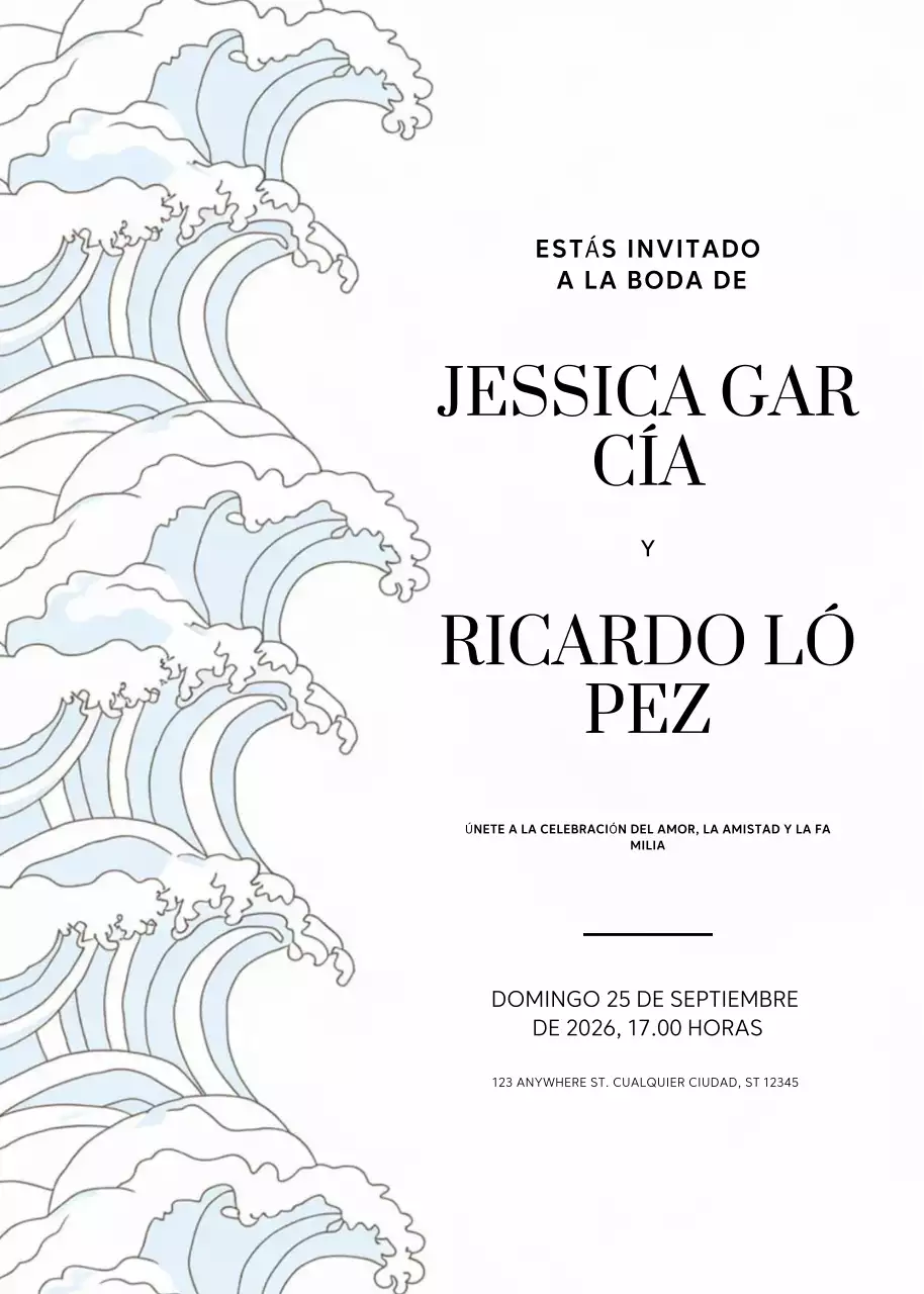 invitación de boda elegante azul