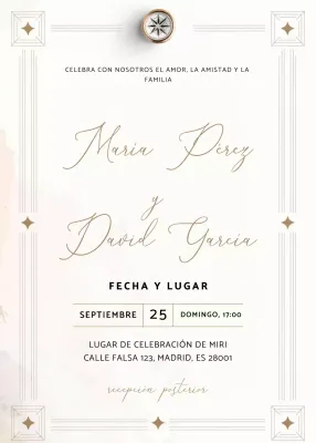 beige elegante invitación de boda