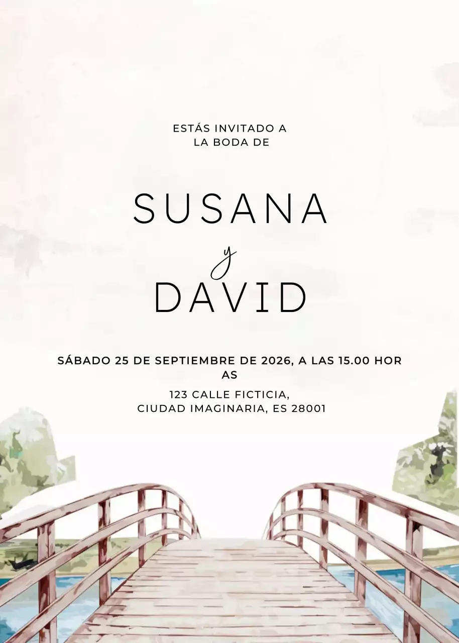 Invitación de boda minimalista en blanco