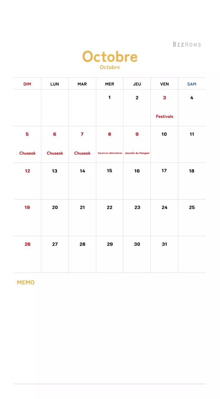 Calendrier du Nouvel An avec illustrations chaleureuses