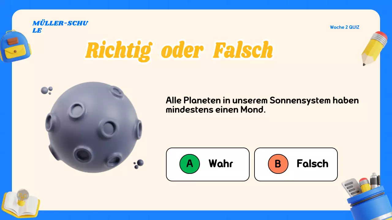 Buntes modernes Quiz-Klassenmaterial