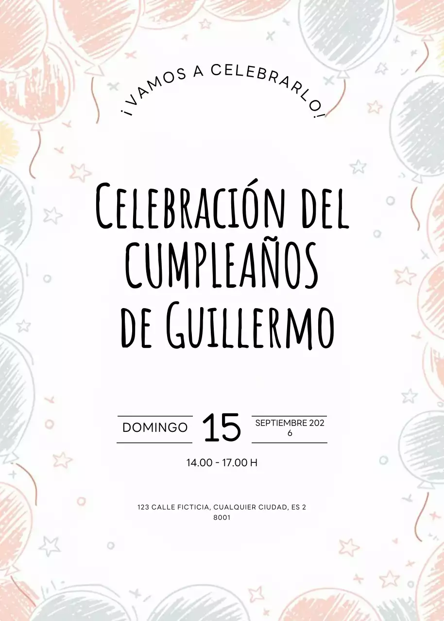 colorida invitación de cumpleaños minimalista